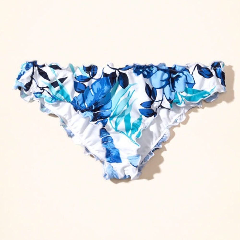 Hollister Ruffle Cheeky Bikini Bottom Blue Floral